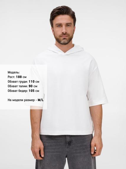 Футболка оверсайз унисекс с капюшоном Neofit, молочно-белая, размер XL/XXL