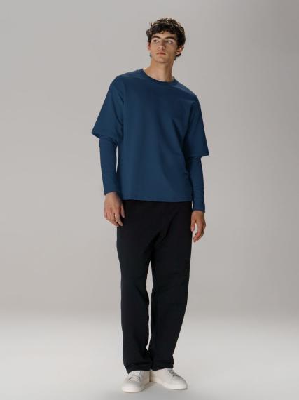 Футболка оверсайз с двойным рукавом Kosmos, темно-синяя, размер XS/S