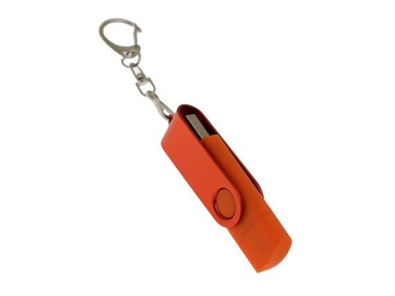 USB 2.0- флешка на 16 Гб с поворотным механизмом и дополнительным разъемом Type-C