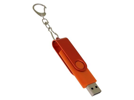USB 2.0- флешка на 64 Гб с поворотным механизмом и дополнительным разъемом Type-C