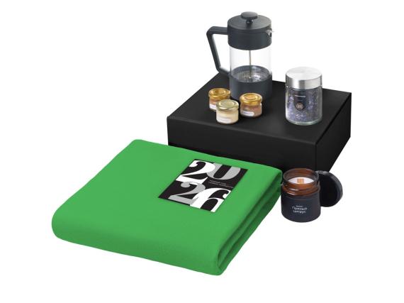 Подарочный набор «Re:Moments» с пледом, френчпрессом и медом