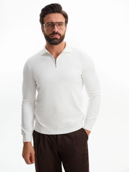 Рубашка поло мужская с длинным рукавом Terrazzo, белая, размер L/XL