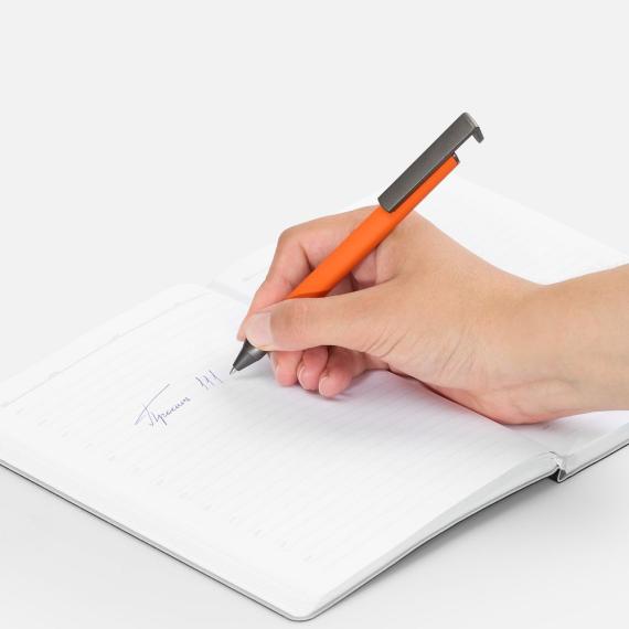 Ручка шариковая Standic с подставкой для телефона, оранжевая