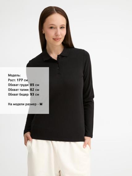 Рубашка поло женская с длинным рукавом Perfect LSL Women черная, размер L