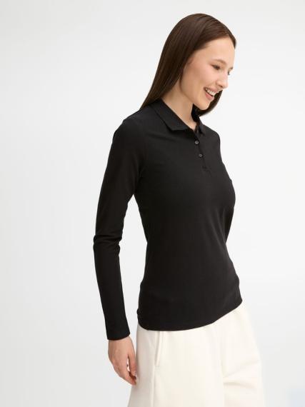 Рубашка поло женская с длинным рукавом Perfect LSL Women черная, размер L
