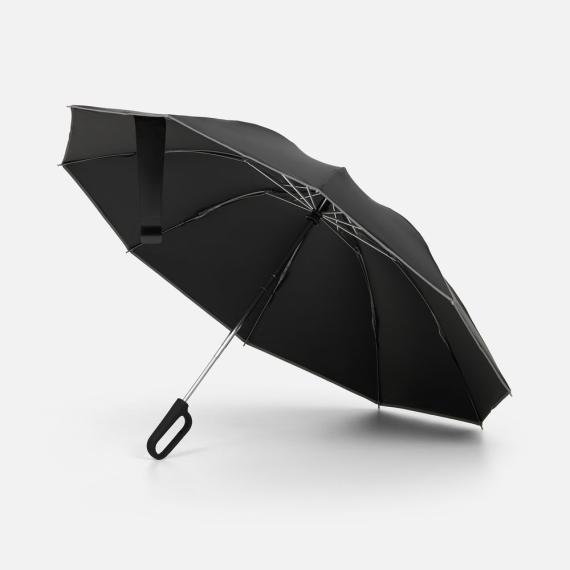 Зонт обратного сложения с ручкой-карабином Foldberry, черный