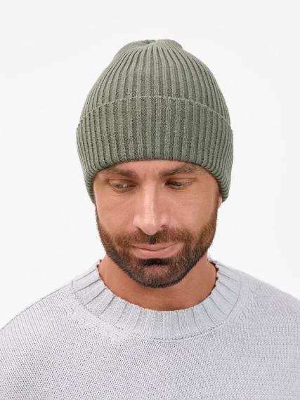 Шапка Catch Match без помпона, зеленая (полынь)