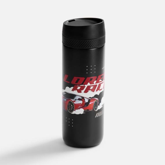 Термостакан X1 с цветной кнопкой, черный с белым