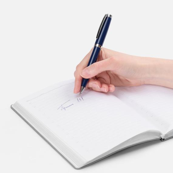 Ручка шариковая Letra Chrome, глянцевая, темно-синяя