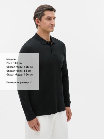 Рубашка поло мужская с длинным рукавом Perfect LSL Men черная, размер XXL