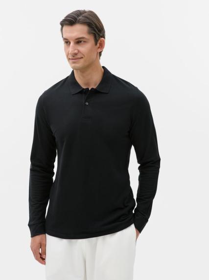 Рубашка поло мужская с длинным рукавом Perfect LSL Men черная, размер XXL